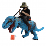 Pripučiamas dinozauro kostiumas suaugusiems, neper&scaron;lampamas, važiuojamas T Rex, juokingas pripučiamas kostiumas Helovinui mėlyna