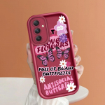 Mink&scaron;tas silikoninis kvadratinių kopėčių spausdinimo ra&scaron;tų telefono korpusas, pilnas dangtis, fotoaparatas, atsparus smūgiams, guminis dėklas, skirtas Samsung Samsung S24 FE tamsiai raudona spalva