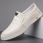 Vyri&scaron;kos odinės basutės, laisvalaikio, su skylutėmis, kvėpuojančios, neslystančiu mink&scaron;tu padu, senjorų tėvo avalynė 43