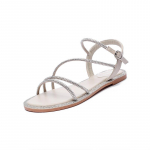 2024 m. vasaros naujos plok&scaron;čiapadės prancūzi&scaron;kos &scaron;lepetės su mažais deimantiniais sandalais moterims 37 balta