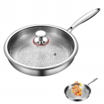 Titano keptuvė Pro, Titano keptuvė su dangčiu, Atspari įbrėžimams, Nelipni titano mitybos keptuvė maisto gaminimui M sidabras