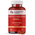 Carbamide Forte Vitaminas B12 tabletės 1500 mcg - Aktyvi metilkobalamino vitamino B12 forma Papildai vyrams ir moterims - 90 daržovių tablečių
