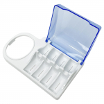 Elektrinio dantų &scaron;epetėlio galvutės laikiklio stovas su mėlynu dangteliu Elektrinio &scaron;epetėlio galvutės laikiklis skirtas vonios reikmenims namuose ir kelionėse C