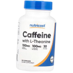 Kofeinas su teaninu, Caffeine With L-Theanine, Nutricost (11647004) 30caps