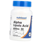 Alfa lipoinė rūg&scaron;tis, Alpha Lipoic Acid 600, Nutricost (70647015) 60caps