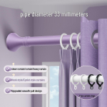 Romėni&scaron;kas be gręžimo teleskopinis užuolaidų ir drabužių džiovinimo karnizas su vienu laikikliu Telescopic: 1.1-1.9m [Includes 20 Rings]