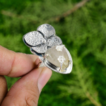 Motinos dienos i&scaron;pardavimas 925 sidabro žiedas su auksiniu rutilo akmeniu, solitairas, gėlės rėželis, boho stiliaus Adjustable