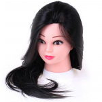 Profesionali manekeno galva su žmogaus plaukais, skirta kirpėjams praktikuotis, &scaron;ukuosenų kūrimui, kirpėjų lėlė juoda