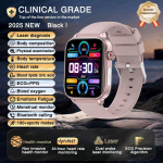 2025 Naujas EKG+PPG AI Sveikatos Diagnostikos I&scaron;manusis Laikrodis Vyrams Moterims Laikrodis Kraujo Lipidų Kraujospūdžio &Scaron;lapimo Rūg&scaron;ties &Scaron;irdies ritmo Seklys Black silicone belt