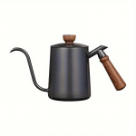 600 ml nerūdijančio plieno užpilamas kavos virdulys su medine rankena, ilgu snapeliu, la&scaron;elinis užplikytuvas namų baristai juoda