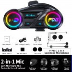 Y13 Pro RGB Motociklinis &scaron;almas Bluetooth 6.0 Intercom 500m veikimo nuotolis Vandeniui atsparus mėlyna