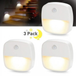 Veilleuse Murale LED D&eacute;tecteur de Mouvement, Capteur de Lumi&egrave;re, [Pack de 3] &Eacute;clairage Int&eacute;rieur pour Chambre de B&eacute;b&eacute; Salon Garage