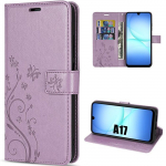Coque de Protection - BOOLING - Samsung Galaxy A17 4G/5G - Synth&eacute;cuir Motif Plante Papillon Violet