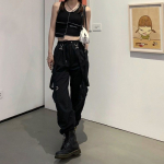 Cargo Pants Women Harajuku Black High Waisted Pants Hippie Streetwear XXXL