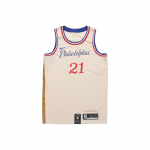 Nike NBA City Edition mar&scaron;kinėliai 2019-2020, Embiid #21 Kvėpuojanti liemenė Vyri&scaron;ki sportiniai topai Smėlio spalvos AV4664-280 M