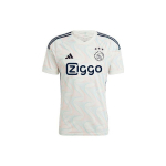 Adidas Ajax Amsterdam 23/24 i&scaron;vykos apranga Grafinis spaudinys Mar&scaron;kinėliai trumpomis rankovėmis Vyri&scaron;ki Sportinė apranga Ry&scaron;kiai baltas HZ7717 XL