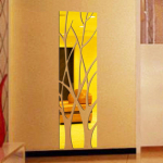 3D Akrilinis Laimės Medžio Veidrodinis Sienų Lipdukas Namų Dekorui Svetainėje, Restorane, Prie&scaron;kambaryje arba TV Fone. 185x50cm auksas