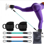 Daugiafunkcis kojų treniruočių rinkinys su 3 atsparumo juostomis, skirtomis sėdmenims formuoti namų kūno rengybos įranga One Size rožinė