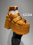 Madingos 12 cm auk&scaron;čio platformos sandalai moterims Nauji storio didinantys Velcro sandalai vasarai 2025, Kasdieniai mink&scaron;tapadžiai moteri&scaron;ki batai 38 oranžinė