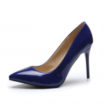Mada Dideli Dydžiai 34-44 Ofisas 10.5cm Plonas Kulnas Auk&scaron;takulniai Moteri&scaron;ki Batai Smailianosės Lakinės Odos Vestuviniai Batai Moterims Chaussures Femme 39 mėlyna