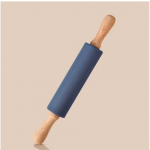 Nelipnus silikoninis kočėlas su medine rankena, te&scaron;los kočėlas, miltų kočėlas, virtuvės gaminimo kepimo įrankis makaronams, sausainių te&scaron;lai 38cm