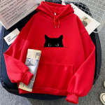 Juodo katino žvilgsnis animacinis džemperis su gobtuvu anime spauda mielas džemperis Funko Pop kasdieniai drabužiai moletom kawaii puloveriai mink&scaron;tas patogus 3XL