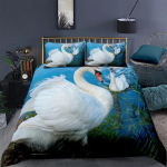 Spausdinti Gulbės Patalių Komplektai JAV Karali&scaron;ko dydžio 259x229cm Auk&scaron;tos Kokybės Super Mink&scaron;tas Patogus Medvilninis Patalių Komplektas Namų Tekstilė Antklodės Užvalkalų Komplektas EU Twin(135x200cm)