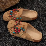 Bateliai su karoliukų kutais Suede &scaron;lepetės Žieminiai moteri&scaron;ki batai 2025 m. tendencija Slingback laisvalaikio klumpės Madingos &scaron;lepetės namams Zapatillas Mujer 37 kupranugaris