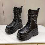 Platforma Stori gotikiniai batai Moteri&scaron;ki sagtis rudeniniai batai moteri&scaron;ki plei&scaron;tai auk&scaron;ti batai Punk Street Cosplay Botas motociklo grandinėlė 35