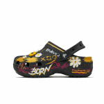 Crocs Classic Platform Clog Grafiti Pabudimas Patogūs Universalūs Trijų Matmenų Gėlių Skylutės Batai Unisex Juodi 33-34 juoda