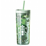 Starbucks mėtų spalvos stiklinis puodelis su &scaron;iaudeliu