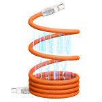 chubbycable USB C magnetinis 240W greitas nailoninis įkrovimo laidas, suderinamas su iPhone laidu, adsorbcija, nesipainiojantis, įkrovimas, formą i&scaron;laikantis dvigubo pynimo oranžinė
