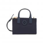 Tory Burch Ella Dvigubo T logotipo i&scaron;pjova Aplikacija Vienspalvė Paprasta nailoninė pirkinių rankinė Pečių kryžmai ne&scaron;iojama rankinė Mini moteri&scaron;ka tote tamsiai mėlyna 146437-405 Basic Set (Bag+Dust Bag)