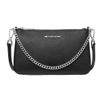Michael Kors MK Jet Set Saffiano odos vidutinio dydžio peties rankinė per petį su sidabriniais metaliniais elementais ir užtrauktuku Moteri&scaron;kos rankinės Juoda 35S0STVU6L-BLACK Basic Set (Bag+Dust Bag)