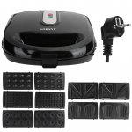 750W 6-in-1 Pusryčių gaminimo prietaisas Elektrinė vaflinė, spurgų, sumu&scaron;tinių, panini, madeleines gaminimo ma&scaron;ina ES ki&scaron;tukas 220V Elektrinė vaflinė EU juoda