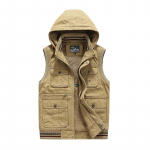 Storas vyri&scaron;kas naujas pliu&scaron;inis &scaron;iltas ir laisvas su gobtuvu didelio dydžio liemenė vyri&scaron;ka liemenė 7XL beige