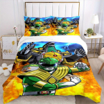 3 vnt. Power Rangers Dino Charge Žaliojo Rangerio Spausdinimo Užvalkalų Rinkinys Itin Mink&scaron;tas, Kvėpuojantis ir Patogus Patalynės Komplektas Stilingo Dizaino Miegamajam ir Svečių Kambariui 155x200cm black