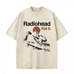 Skalbti Vintažiniai Roko Grupės Radiohead in Rainbows Tour Mar&scaron;kinėliai Vyrams Moterims Retro Laisvalaikio Medvilniniai Mar&scaron;kinėliai Vyri&scaron;ki Gotikiniai Gatvės Drabužiai S beige