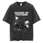Vintažiniai skalbti Angine De Poitrine Roko Grupės Prekės T-shirt Unisex Hip Hop Laisvas Punk Gotikinis Trumpomis Rankovėmis T-shirt Vyri&scaron;ki Streetwear S