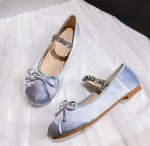 Elastinė kalnų kri&scaron;tolo juosta Mary Janes moteri&scaron;ki Batai su rai&scaron;teliu &Scaron;ilkiniai balerinos Moteri&scaron;ki apvalaus pir&scaron;to plok&scaron;čiapadžiai Moteri&scaron;ki mokasinai Vestuviniai nuotakos batai 33 mėlyna