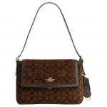 Coach Etta 29 Prekės ženklo spaudinys Auksinis logotipas Audinio peties krep&scaron;ys Didelis moteri&scaron;kas peties krep&scaron;ys Truffle-Brown CCE58-IMA7U Basic Set (Bag+Dust Bag) black