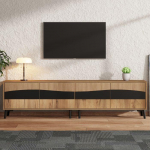 TV spintelė - LEMONBEST - Moderni svetainės TV spintelė - 180x40x50 cm - 4 durys - Medis ir juoda