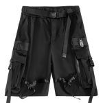 Daug ki&scaron;enių Street Punk Hip Hop Cargo &Scaron;ortai Vyri&scaron;ki Taktiniai Techwear Kelio Ilgio Plačios Kojos Trumpos Kelnės M juoda