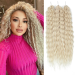 22 300g Garbanoti Nėrimo Plaukai Ombre Pilki Oranžiniai &Scaron;viesūs Sintetiniai Vandens Bangos Sukti Nėrimo Plaukai Afro Garbanos Pynimo Plaukų Priauginimas 22inches balta