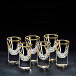 6 vnt. auksinės folijos spalvos spiritinių gėrimų puodeliai buitinis kūrybingas mažas vyno puodelis stiklinis puodelis su paauksuotu kra&scaron;tu vyno dozatorius Baijiu puodelis didmeninė prekyba puodeliais 15ml