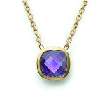 Les Tr&eacute;sors De Lily [E9830] - Collier Plaqu&eacute;-Or 'Linda' Am&eacute;thyste dor&eacute; - 11 mm