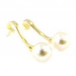 Les Tr&eacute;sors De Lily [H3428] - Boucles Plaqu&eacute; Or 'Perla' Blanc Dor&eacute;