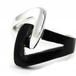 Bague Argent 'Chor&eacute;graphie' noir argent&eacute; (c&eacute;ramique) - 13 mm