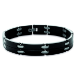 Les Tr&eacute;sors De Lily [K3407] - Bracelet Homme 'Peaceful' acier ruthenium - 12 mm juoda