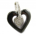 Les Tr&eacute;sors De Lily [L3933] - Pendentif Argent 'Love' noir blanc (c&eacute;ramique)